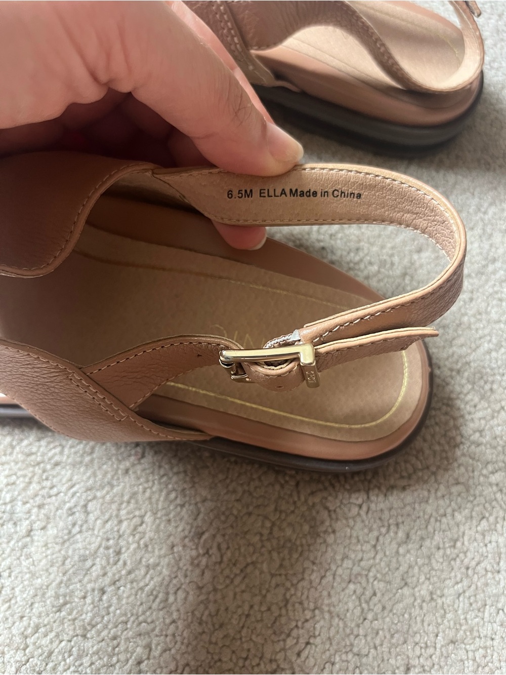 Vionic Women’s Ella Tan Brown Leather Slingback Toe Loop Orthopedic Flat Sandals - Picture 6 of 7